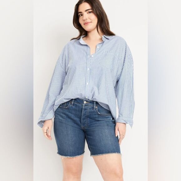 NWT Old Navy Plus Size Curvy O G Straight High Rise Cut Off Denim Shorts Size 28 - Picture 6 of 10